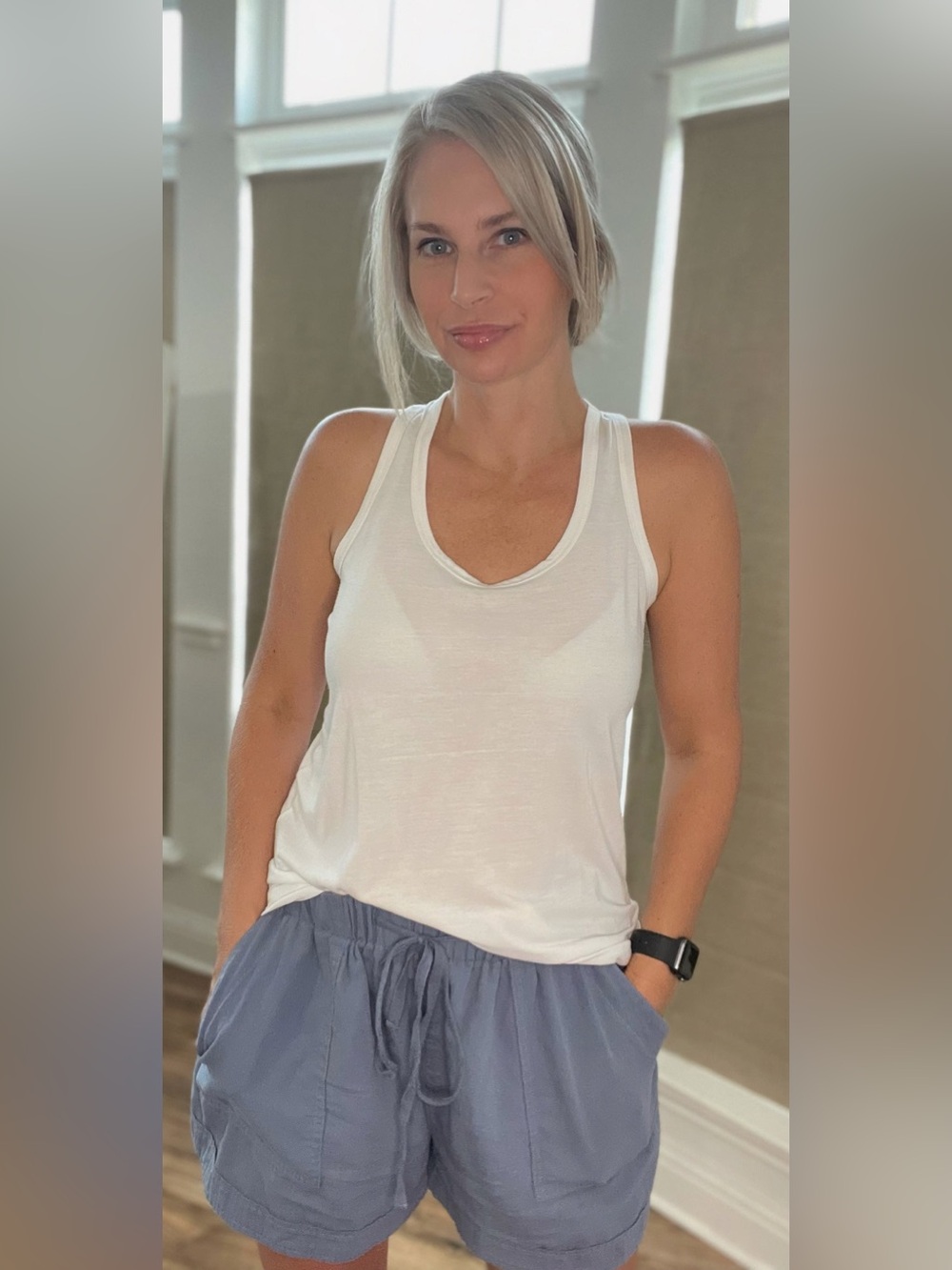 Casual Drawstring Denim-Blue Shorts - Picture 4 of 5